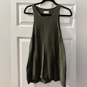 Lou & Grey Sleeveless Ribbed Tank Top - Olive Green Size Small